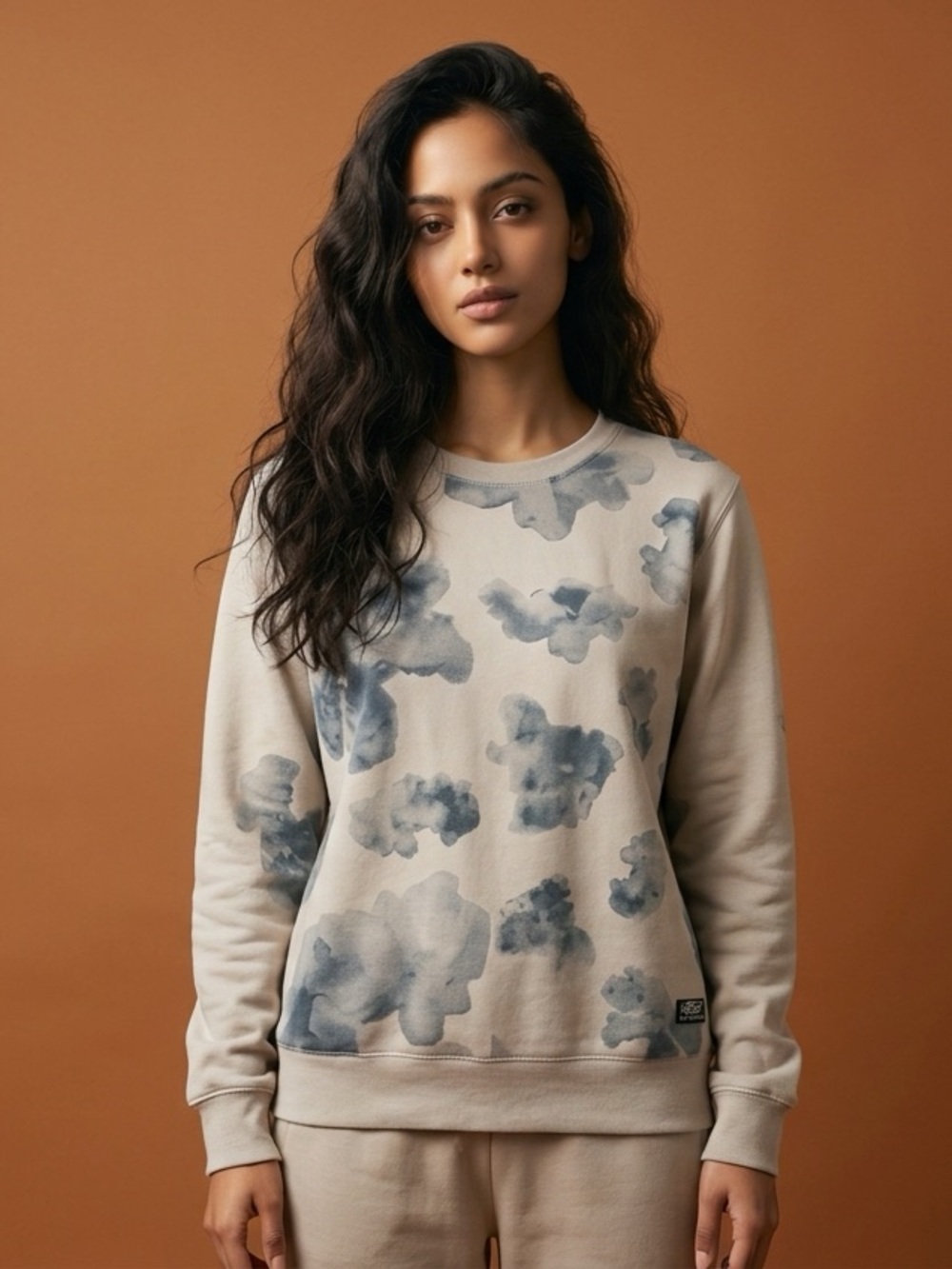 Diesel 55DSL Beige/Gray Print Designer Casual CrewNeck Sporty Sweatshirt 
size L